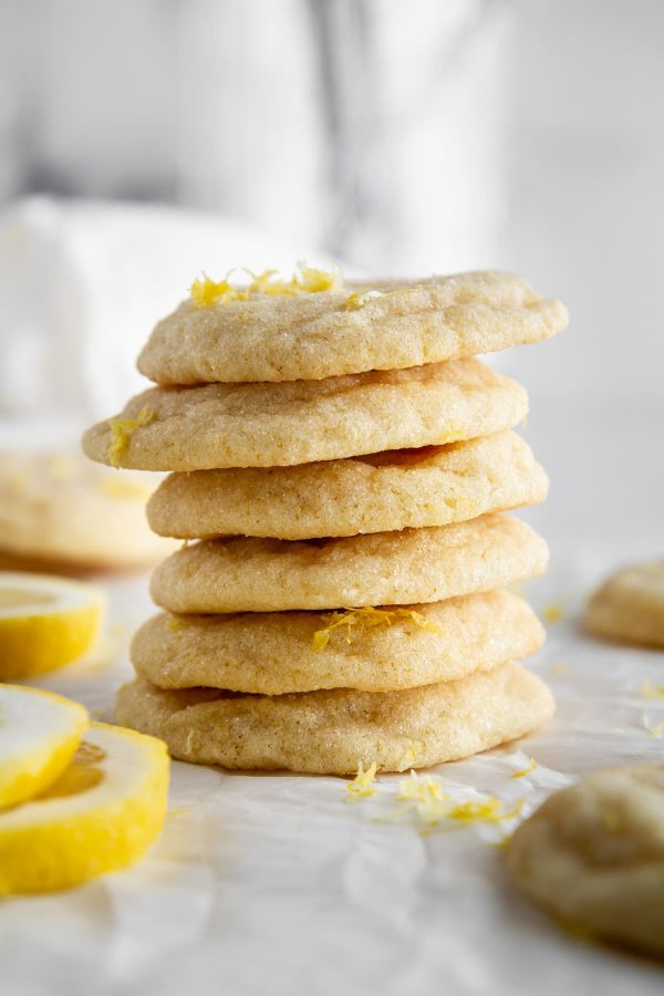 lemon sugar cookies stacked