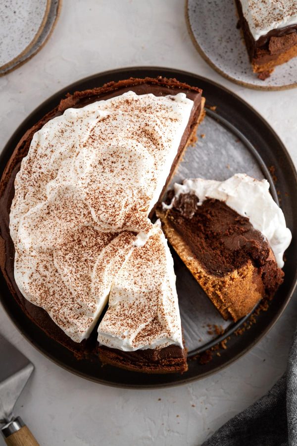 slices of pie taken out of pie on plate