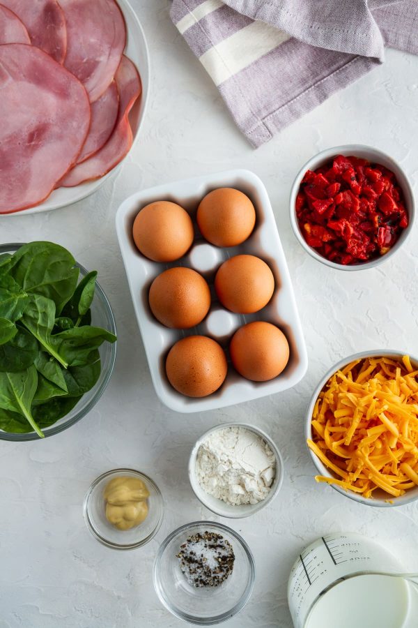 overhead shot of ingredients for omelet roll-ups
