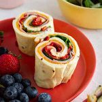 omelet roll-ups on a plate.
