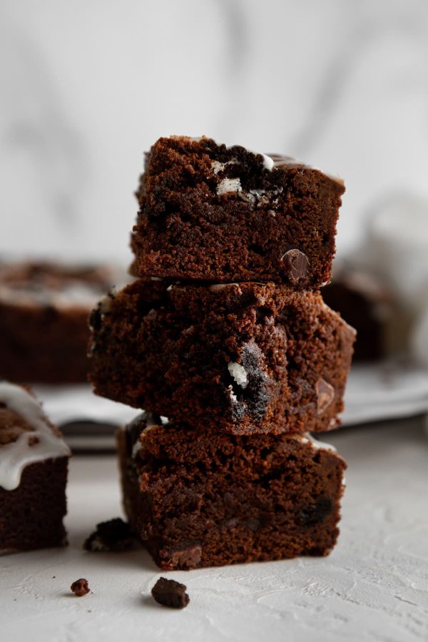 stack of brownies on a surface