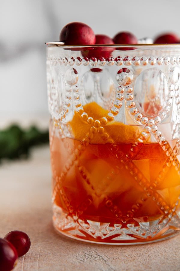 cranberry old fashioned in a glass