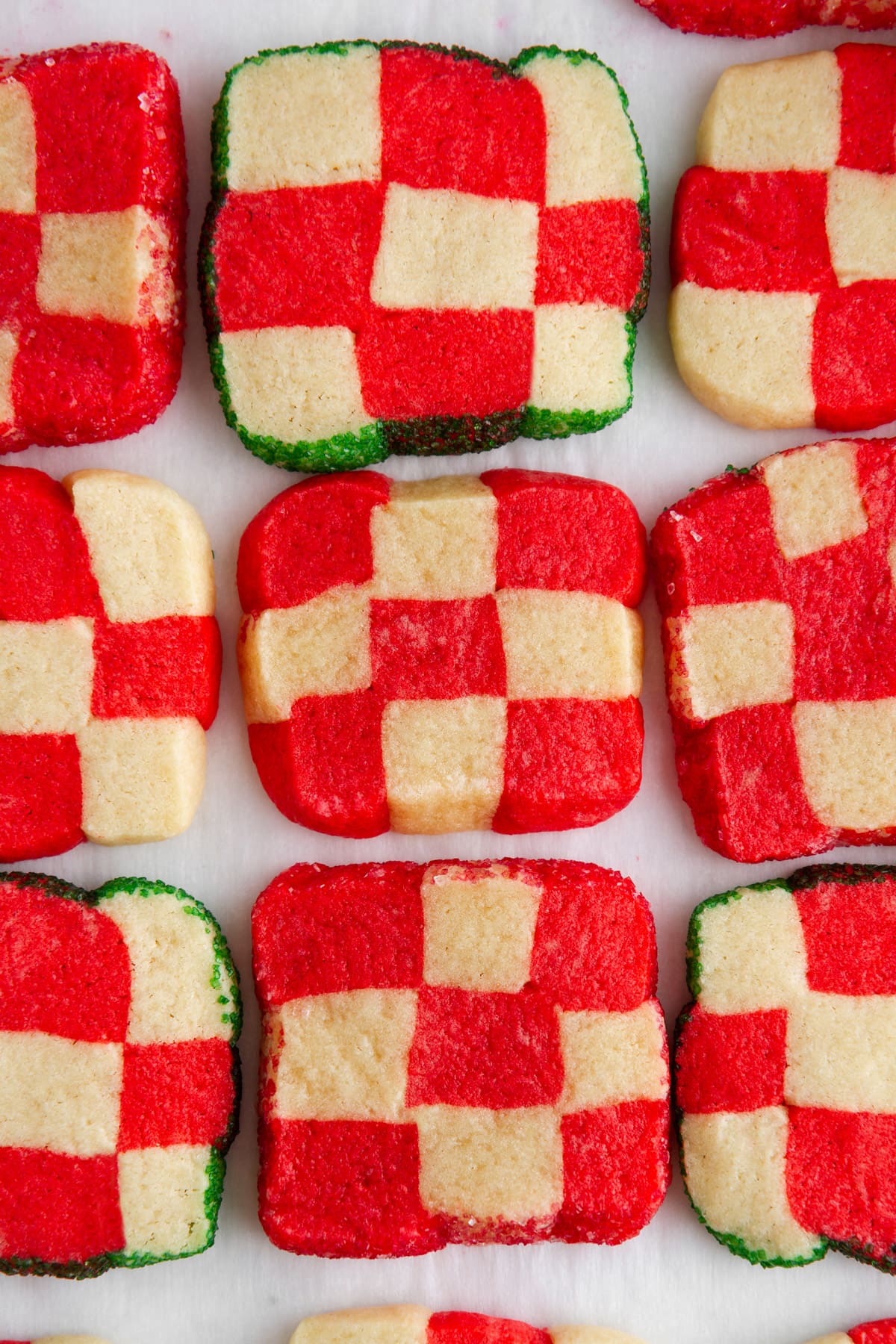 peppermint checkerboard cookies on a surface