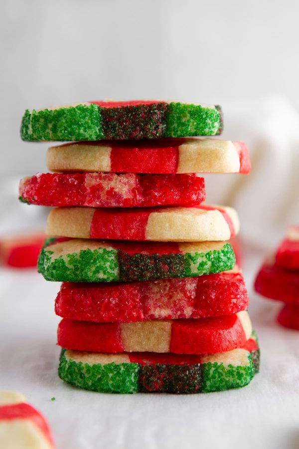 stacked peppermint checkerboard cookies