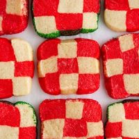 peppermint checkerboard cookies on a surface