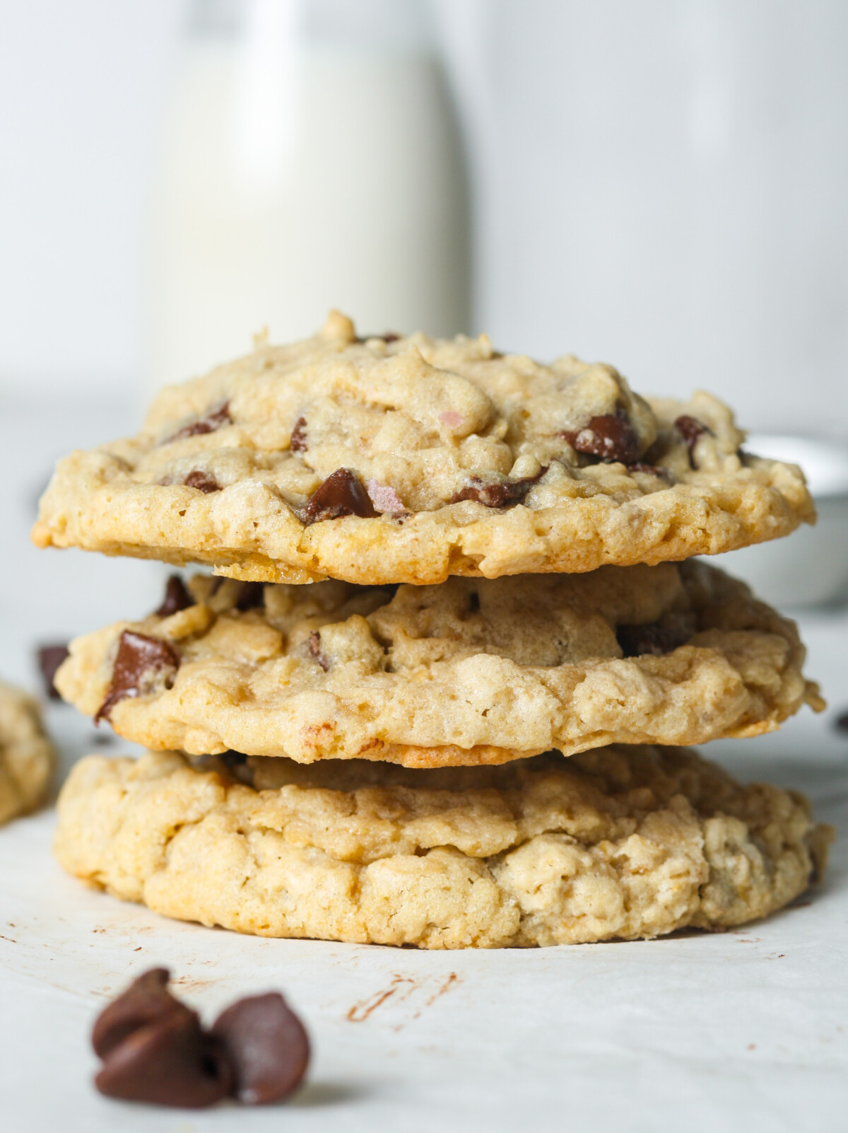 Stack of oatmeal cookies.