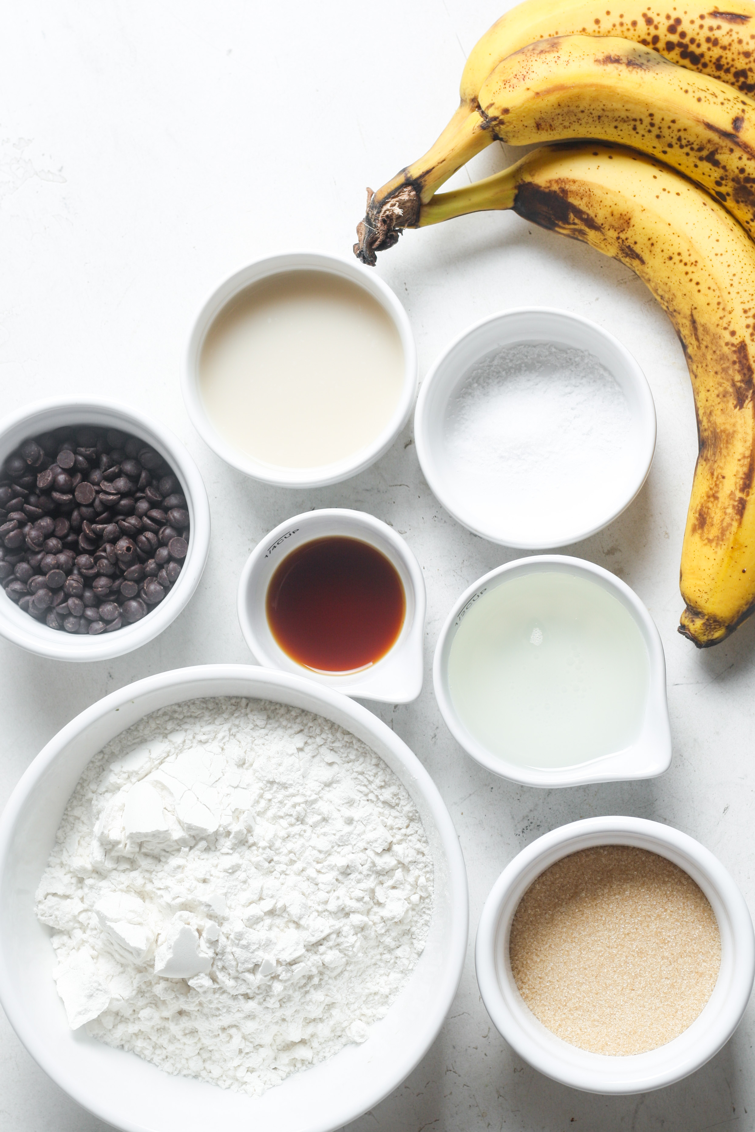 Ingredient list for vegan banana bread.