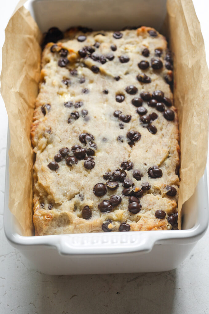 Baked chocolate chip bread.