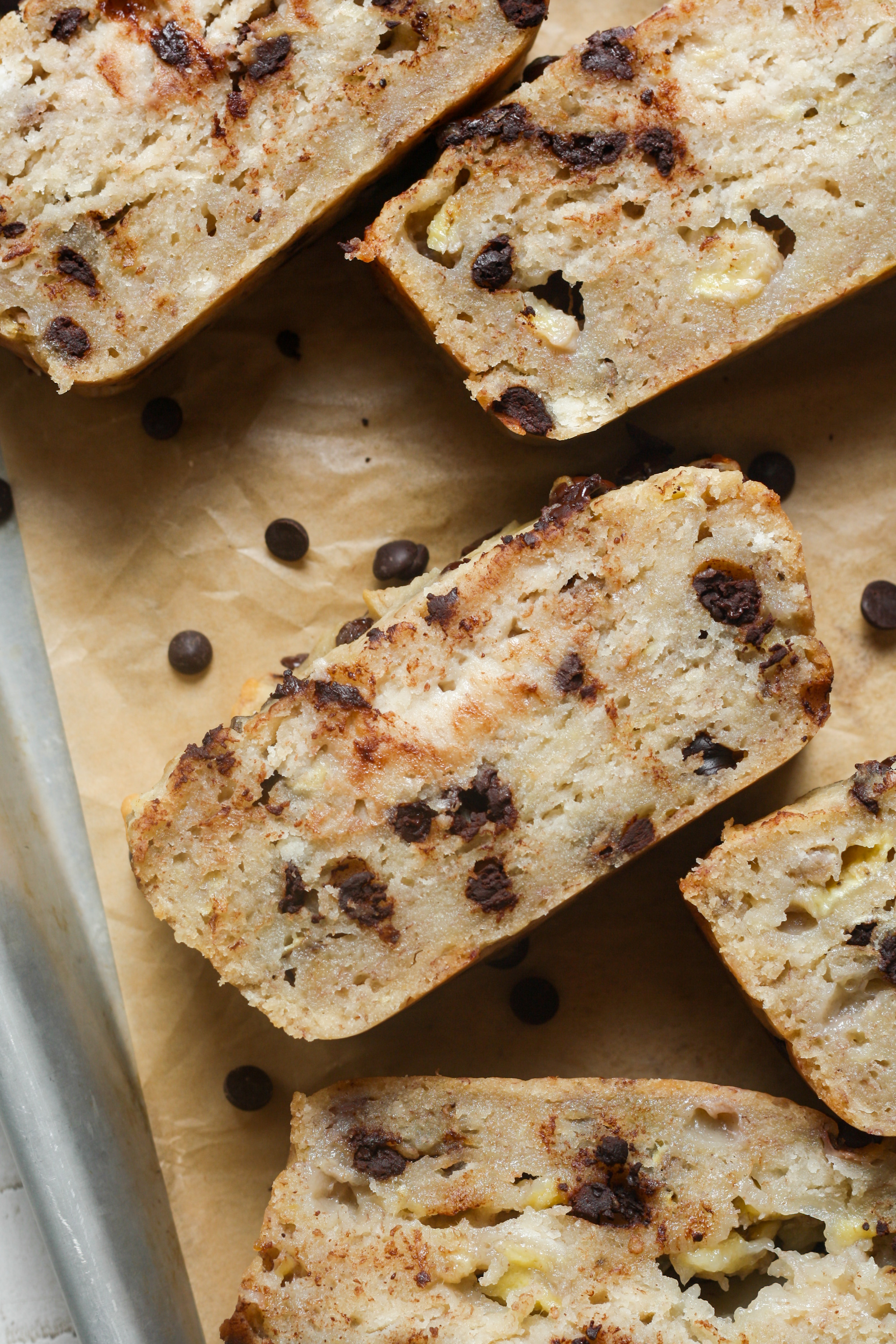Vegan bread with mini chocolate chips.