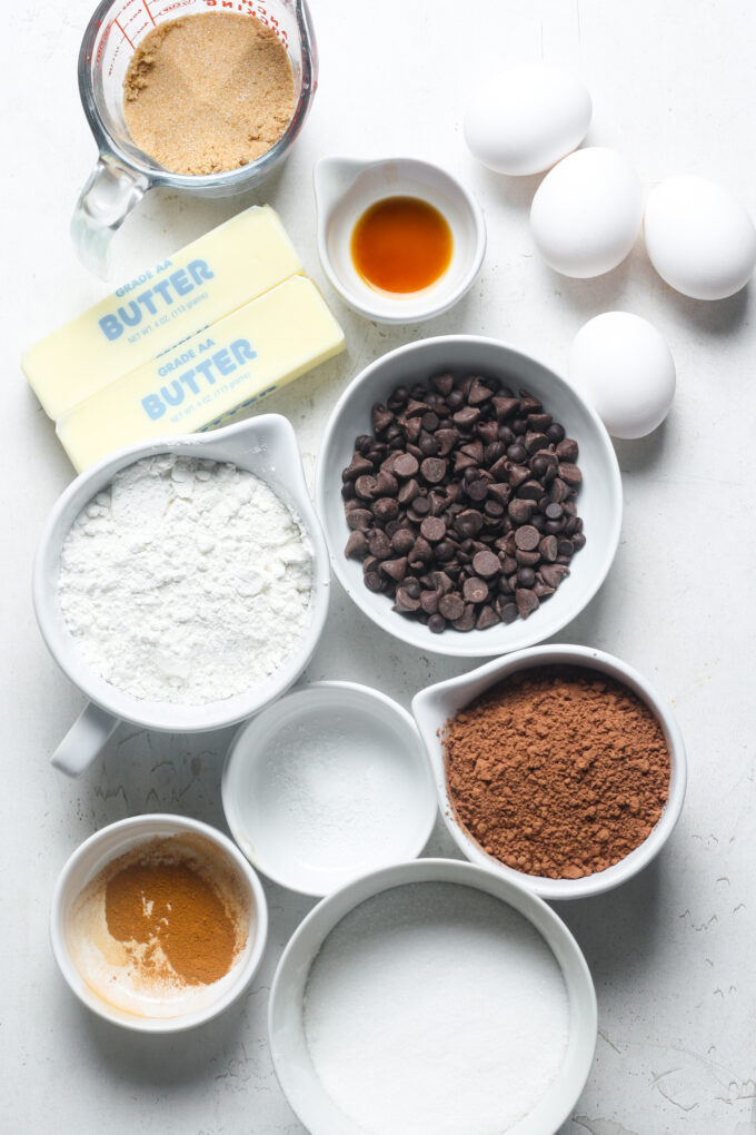 Ingredients for homemade brownies.