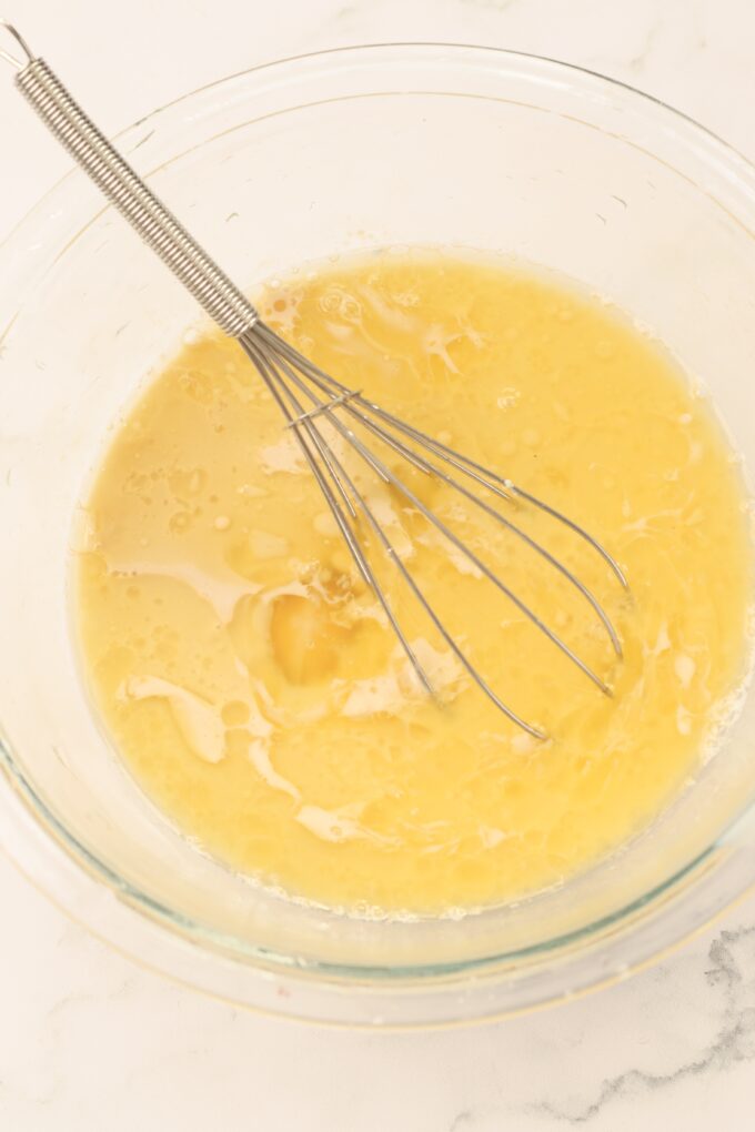 Whisked eggs and butter.