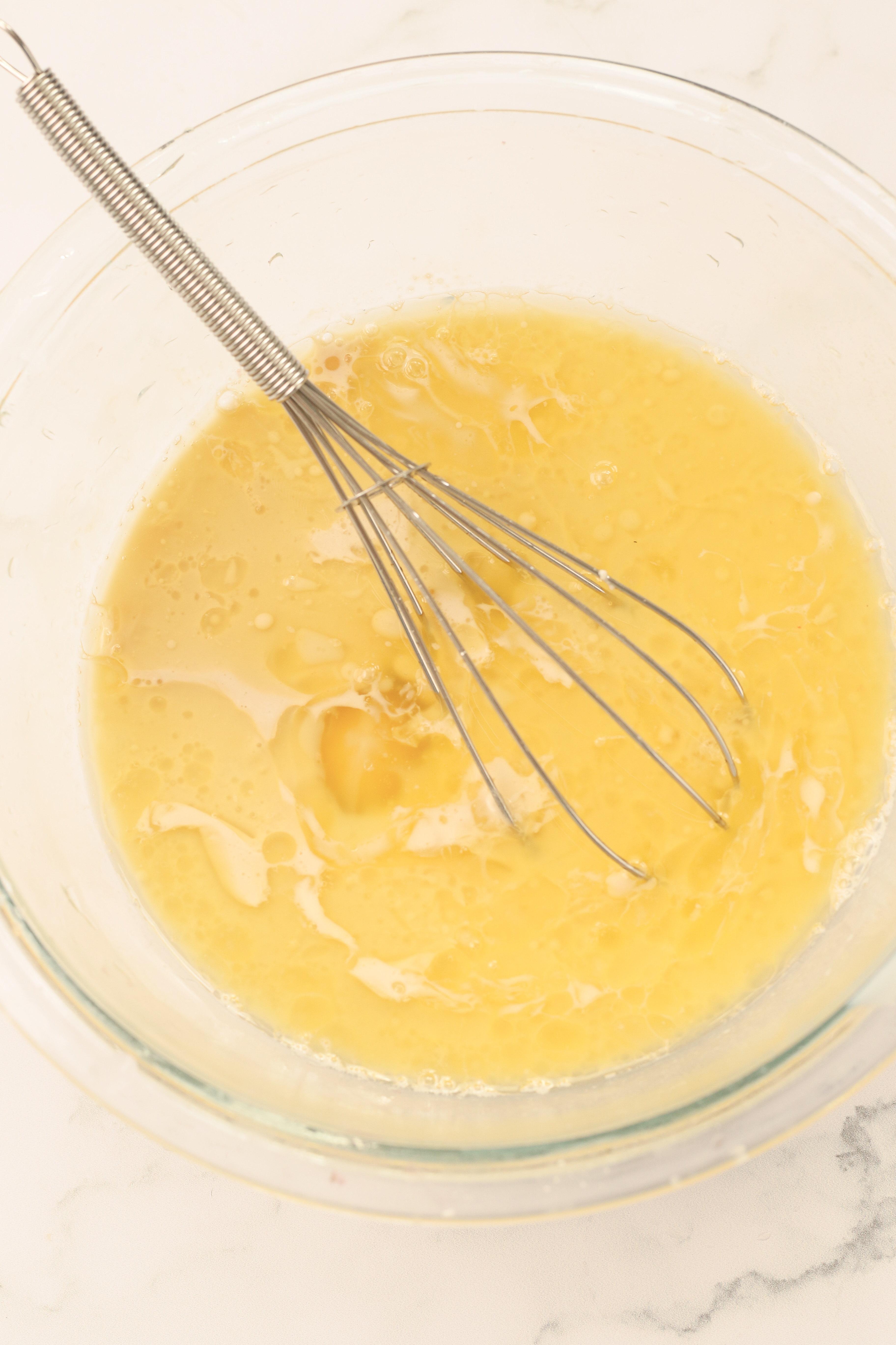 Whisked eggs and butter.
