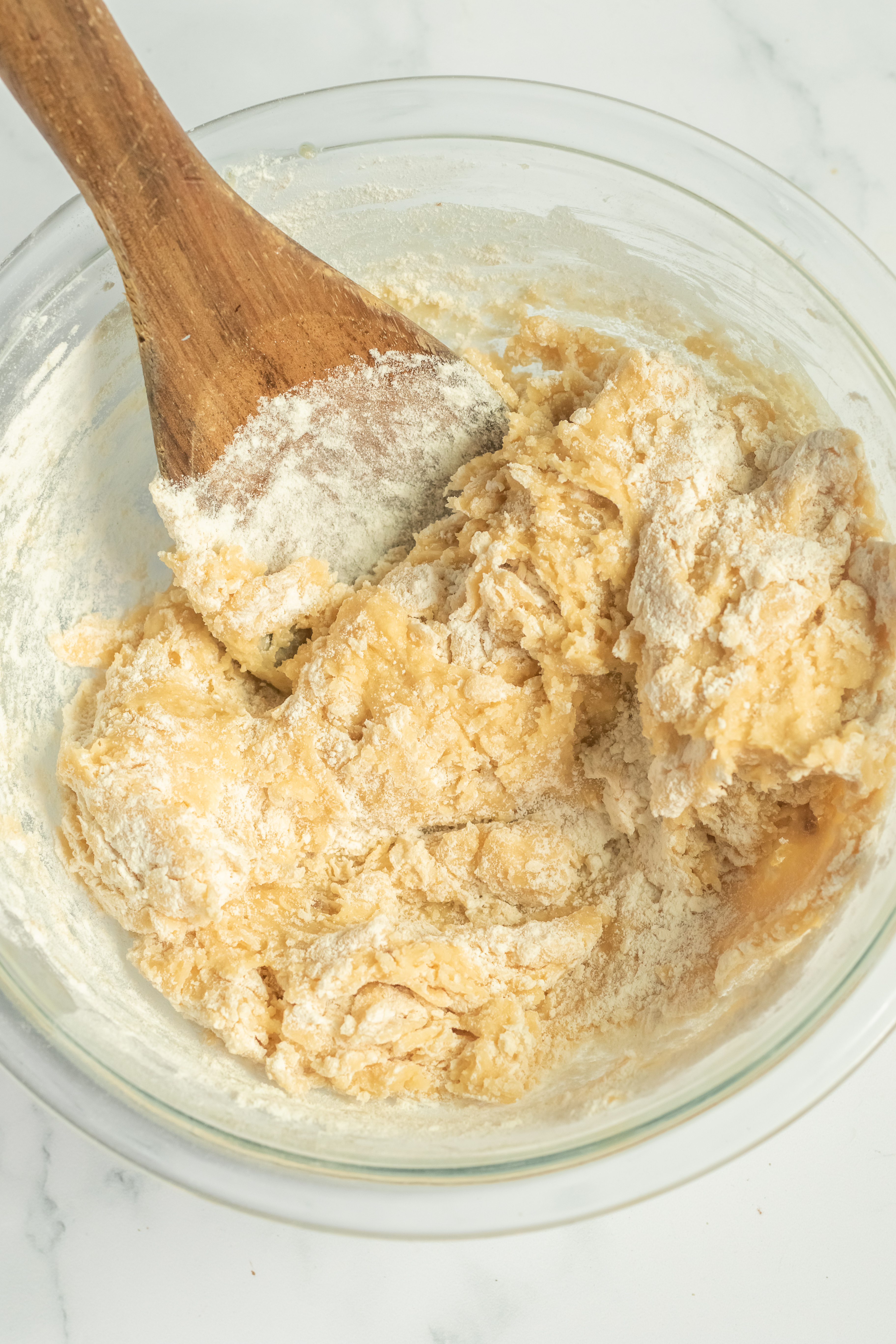 Flour in dough.