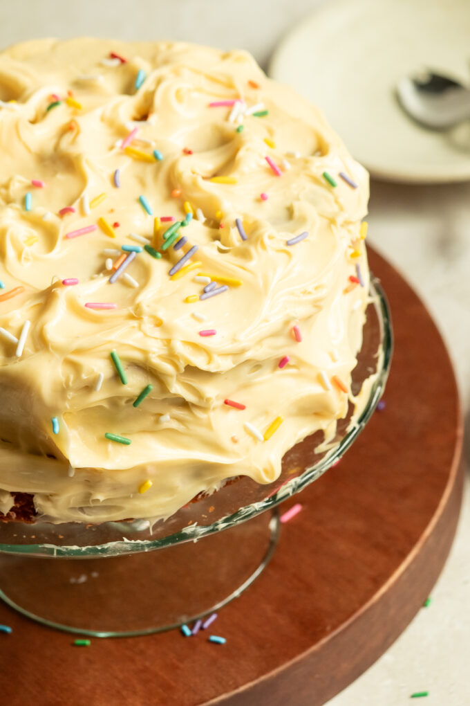 Frosting with sprinkles.