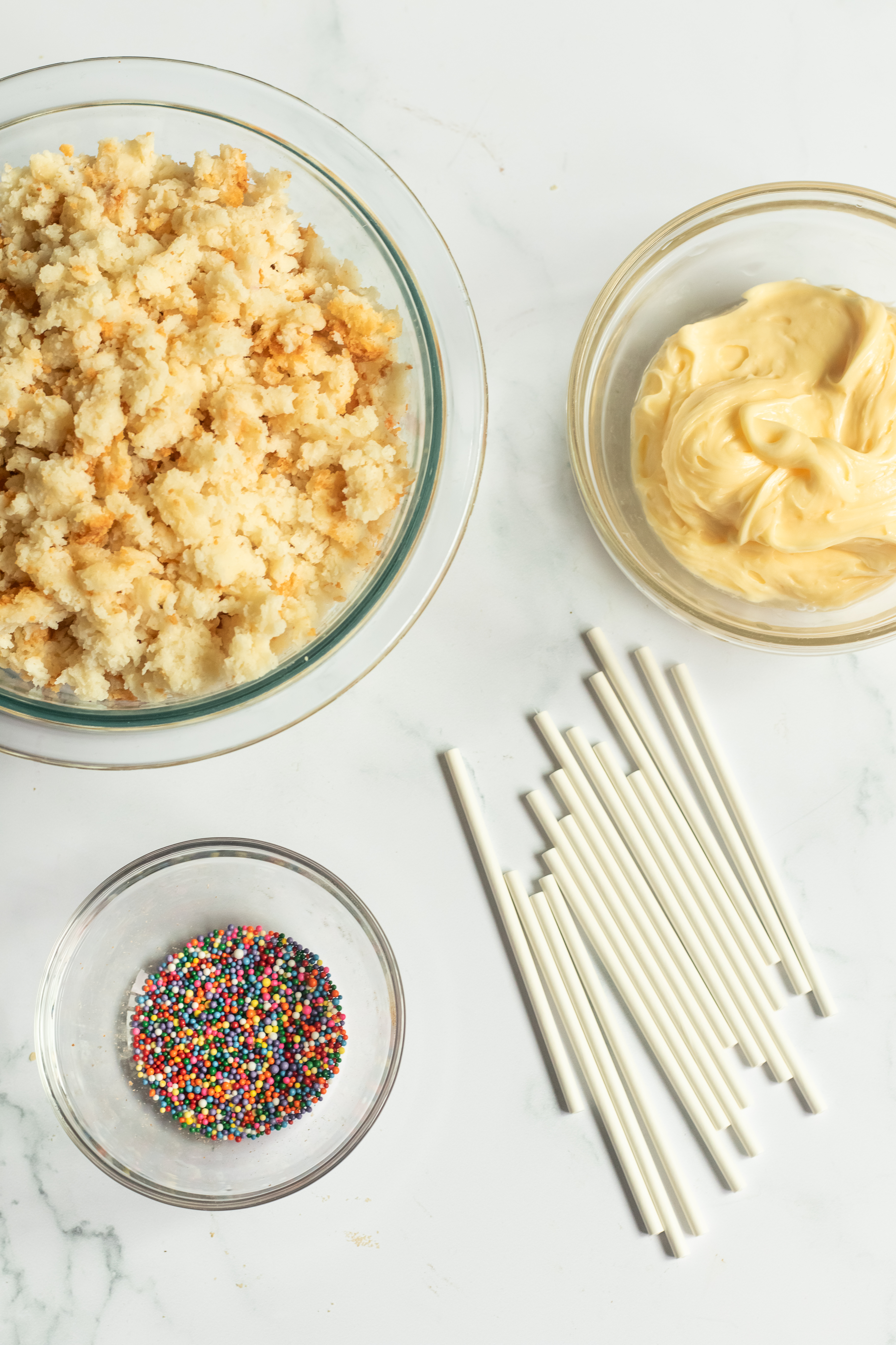 Ingredients for cake pops.