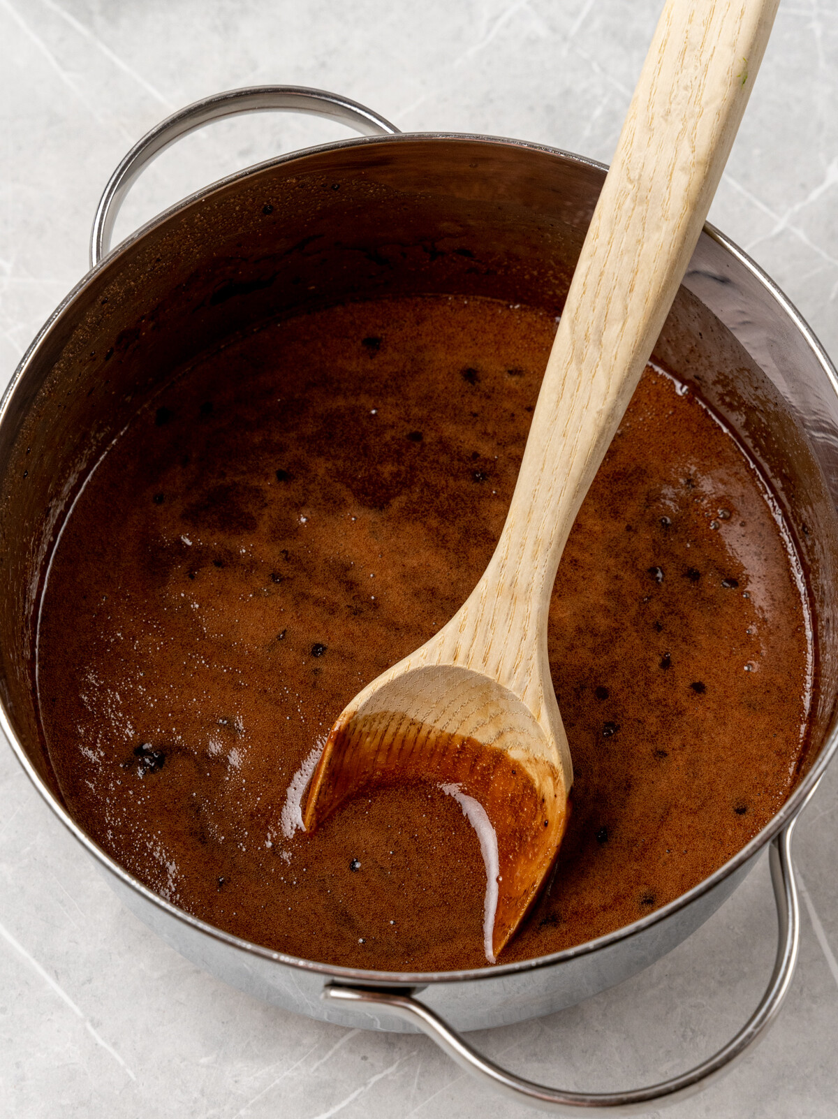 Melted peanut butter mixture.