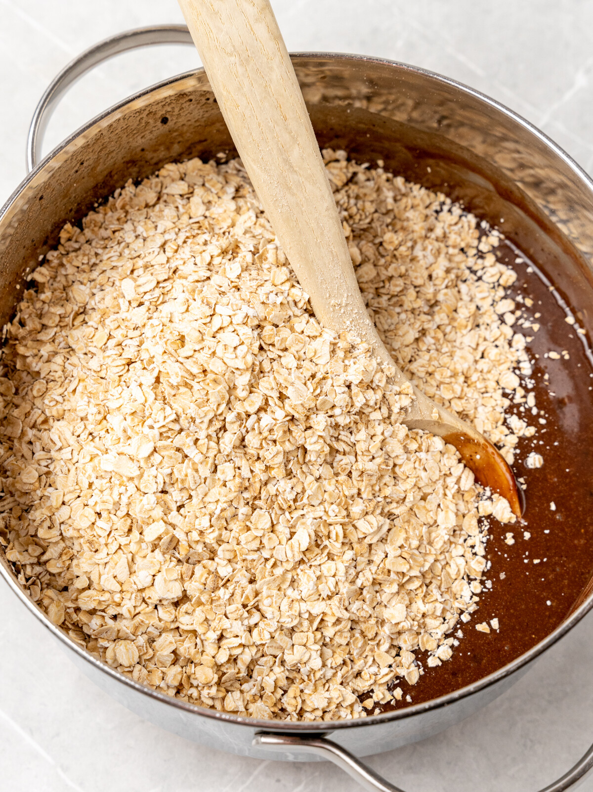 Oatmeal with chocolate mixture.