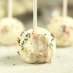 vanilla cake pop with sprinkles.