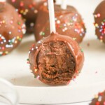 chocolate cake pop with sprinkles.