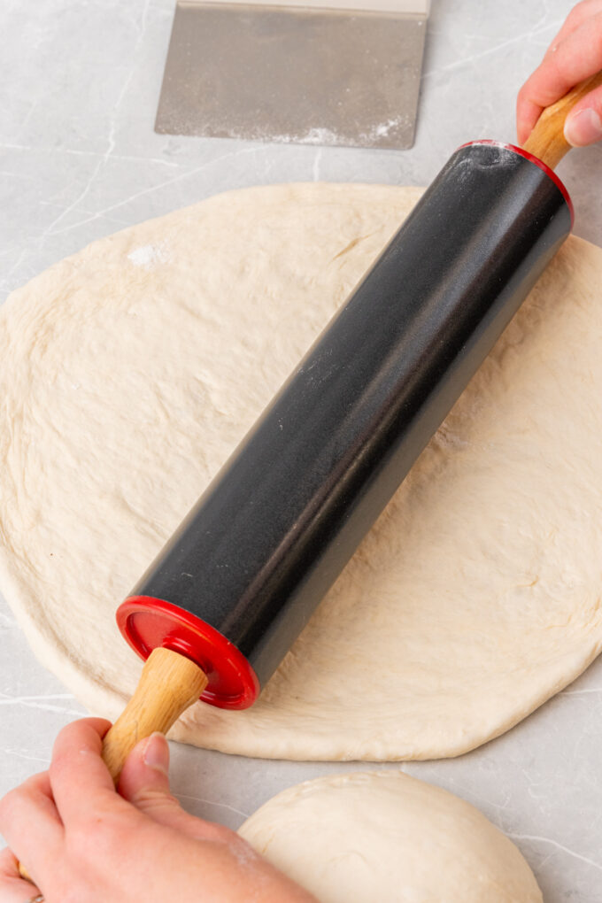 Rolled pizza dough.