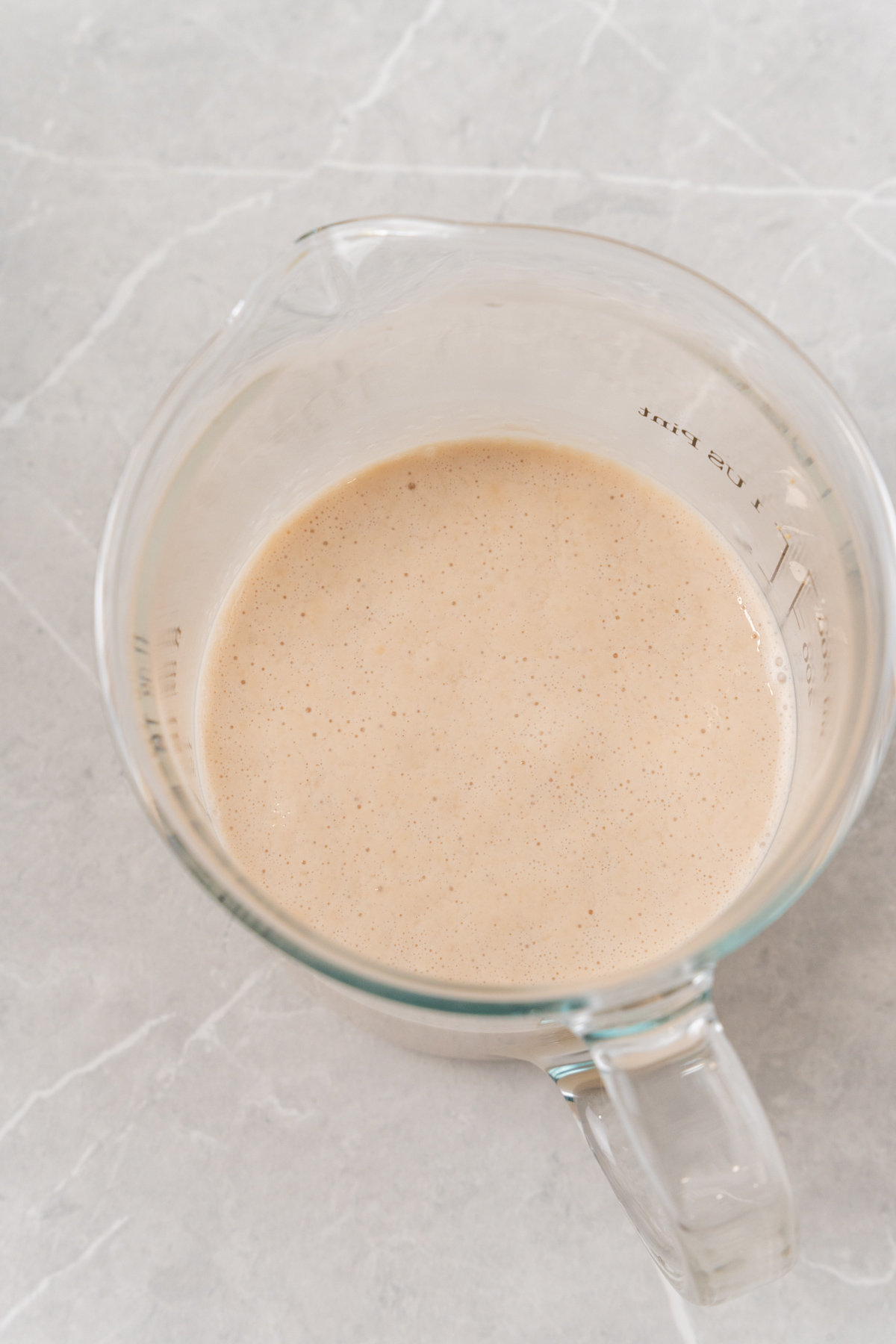 Dissolved yeast in cup.