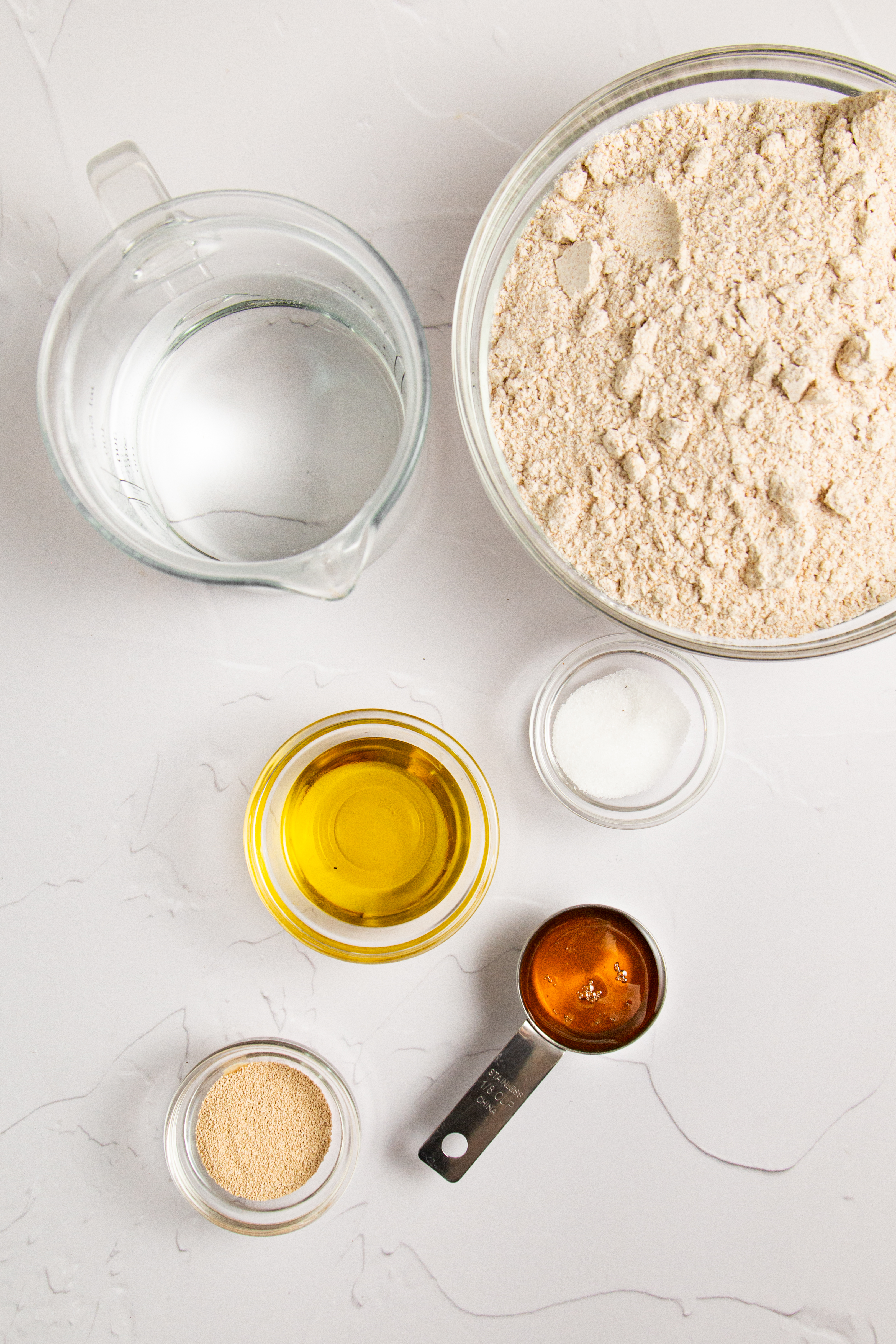 Ingredients for whole wheat bread.