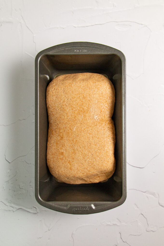 Bread pan with batter.