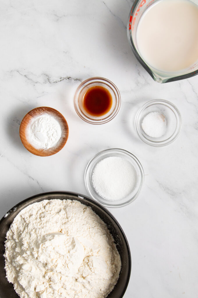 Ingredients for fried dough.