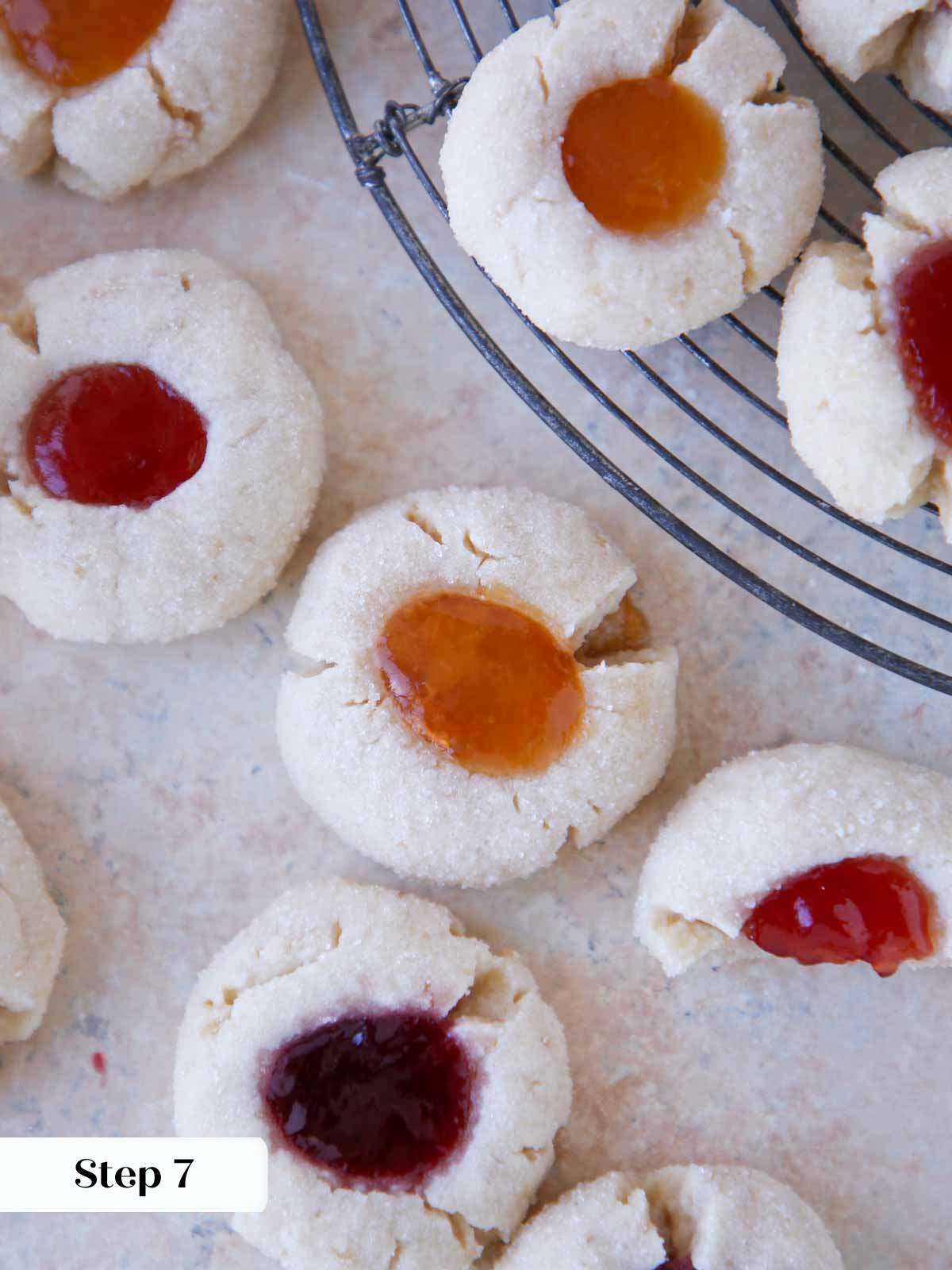 baked and cooling thumbprints.