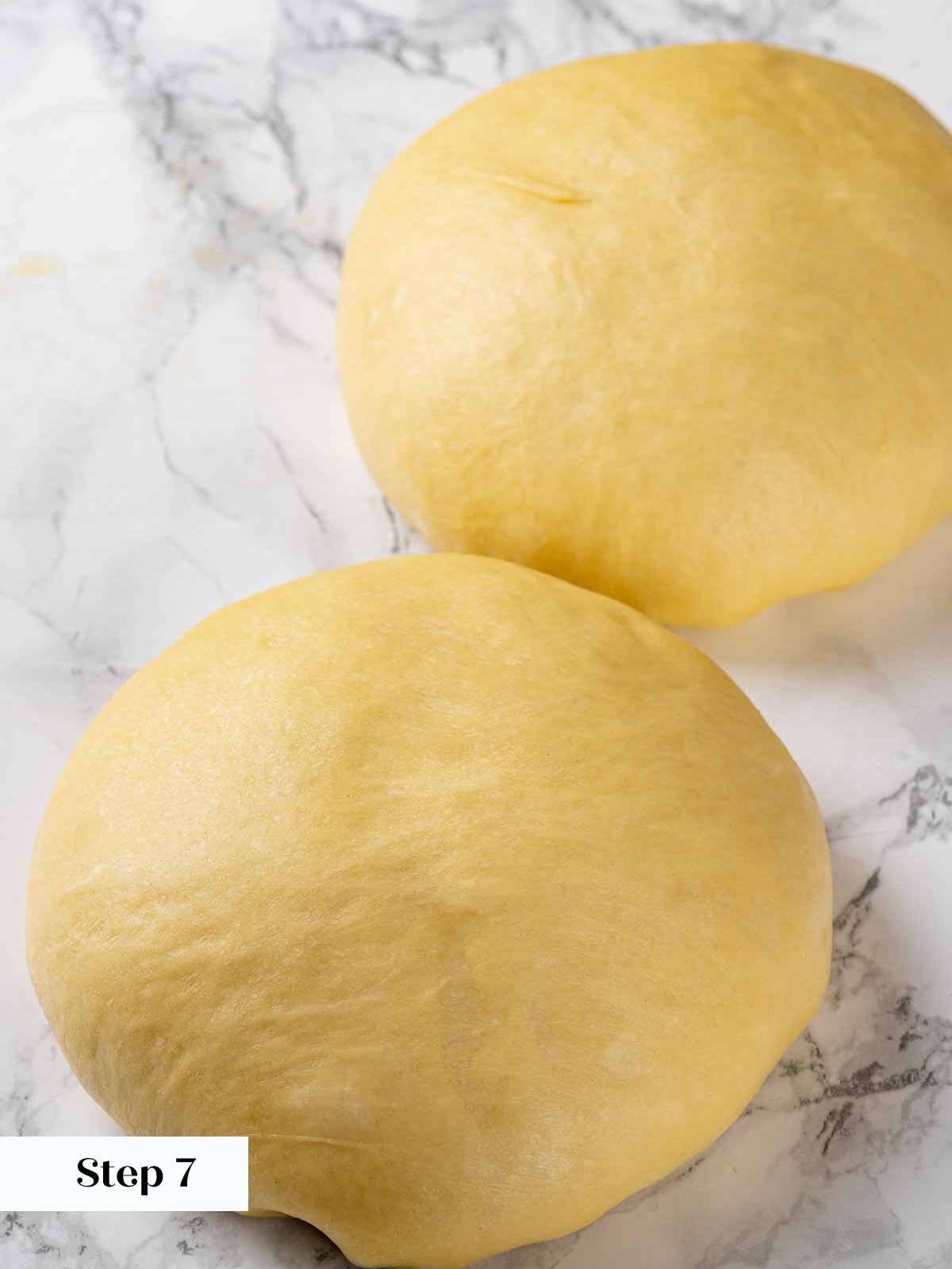 pre-shaped brioche bread bench resting.