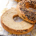 everything bagel sliced open chewy interior.
