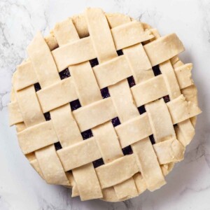 latticed pie with easy pie dough.