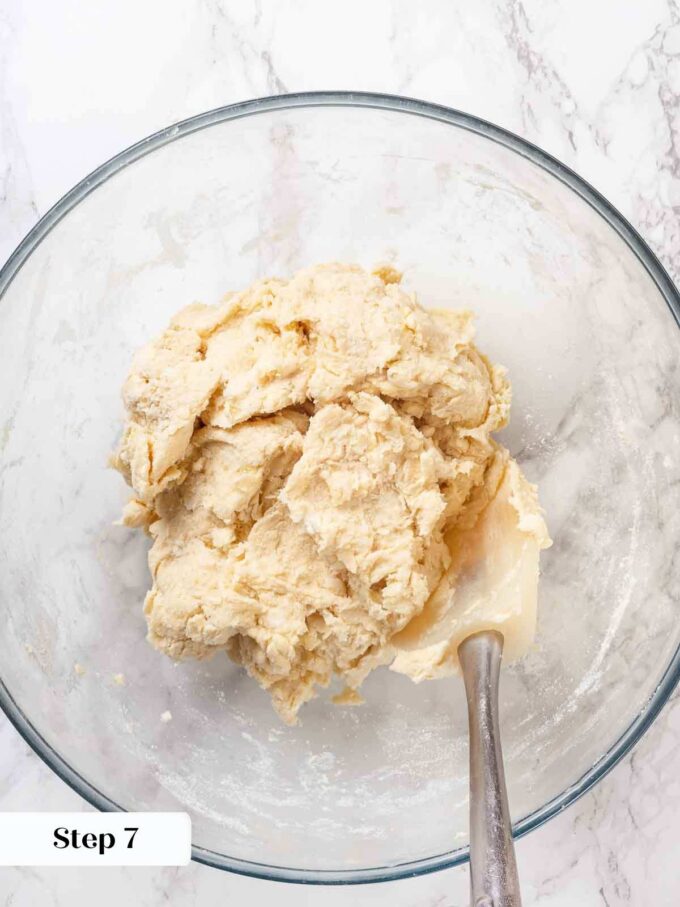 shaggy pie dough mixed in bowl.