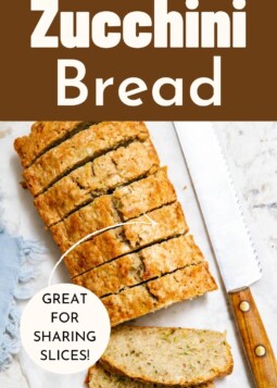 Thick slices of zucchini bread ready to serve.