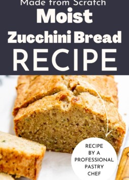 Crumb shot of zucchini bread showing the soft, moist interior.