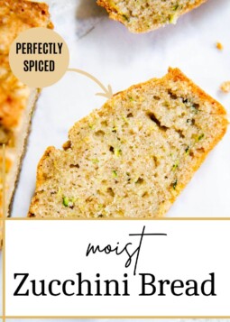 A thick slice of zucchini bread.