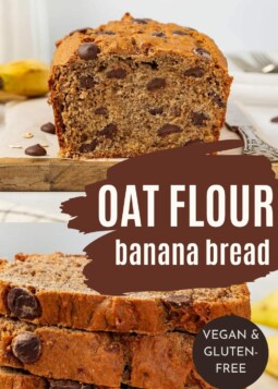 Banana bread loaf cut into slices, chocolate chips peeking out from moist, fluffy interior.