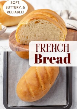 Two golden loaves of French bread with soft crusts.
