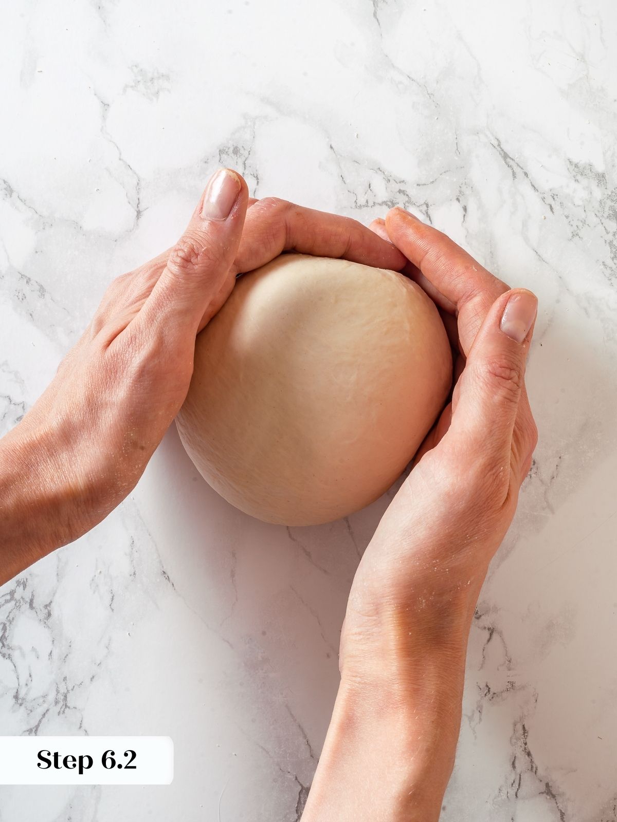 Shaped sourdough discard dough ball before refrigeration for cold fermentation.