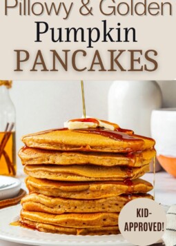 Light and spiced pumpkin pancakes stacked with butter melting on top, a warm seasonal breakfast favorite.