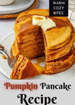 Fluffy pumpkin pancakes made with real pumpkin puree, topped with syrup and butter for autumn mornings.