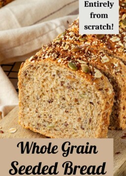 Seeded whole wheat sandwich bread with tender crumb and nutty crust, ideal for lunchboxes.