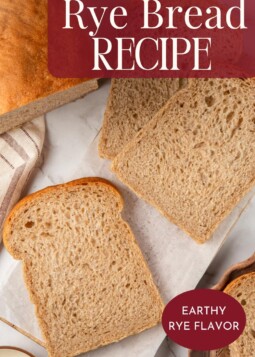 Soft slices of rye bread fanned out to show the dense crumb and smooth texture.