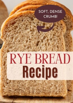 Sliced homemade rye bread showing a dense crumb perfect for family sandwiches and morning toast.