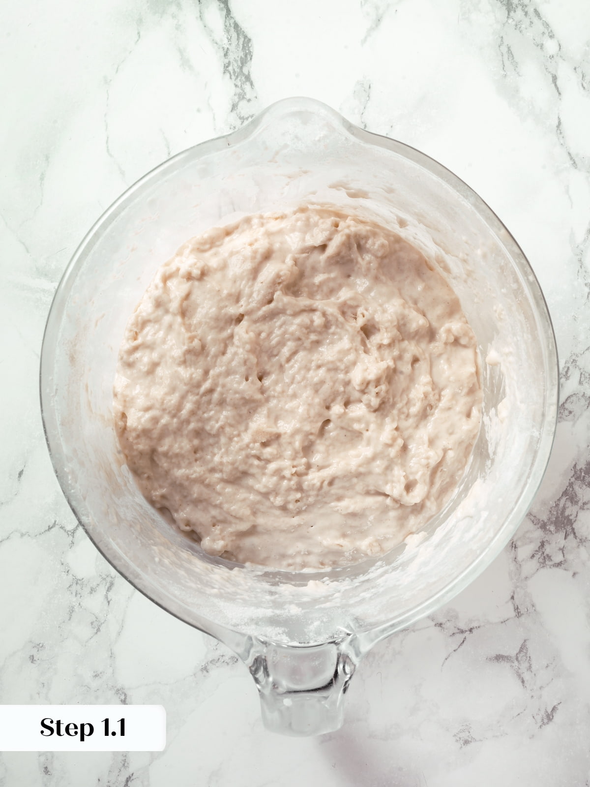 Water, active sourdough starter, and bread flour combined to form biga.
