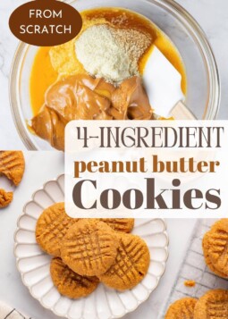 Freshly baked four ingredient peanut butter cookies showing crisp edges and soft centers.