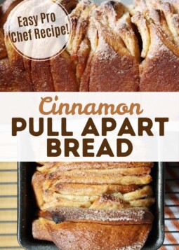 Soft golden brown pull apart bread with cinnamon browned butter filling.
