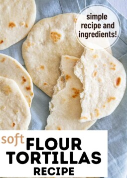 Stack of soft and fluffy homemade flour tortillas.