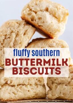 Stack of fluffy southern buttermilk biscuits.