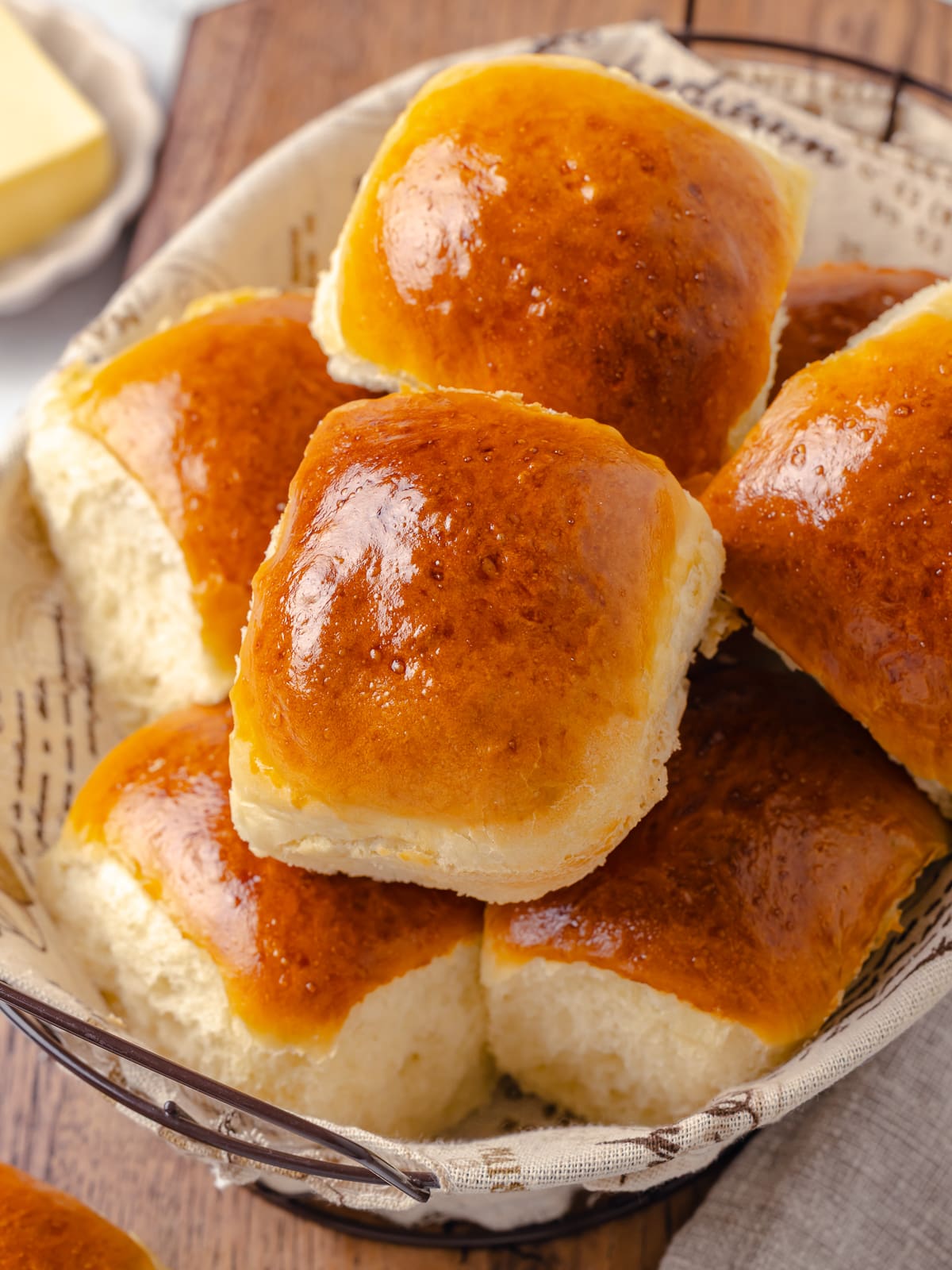 Homemade dinner rolls together with tender sides and golden tops.